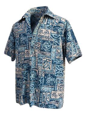 Vintage Go Barefoot 100% Cotton Hawaiian Aloha Shirt Popover/Tropical/Beach - M
